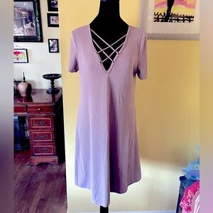 Very pretty light, purple dress, with a beautiful neck line